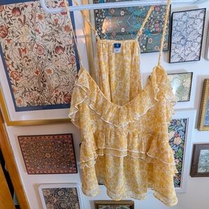 Old Navy Yellow Floral Ruffle Camisole Top
